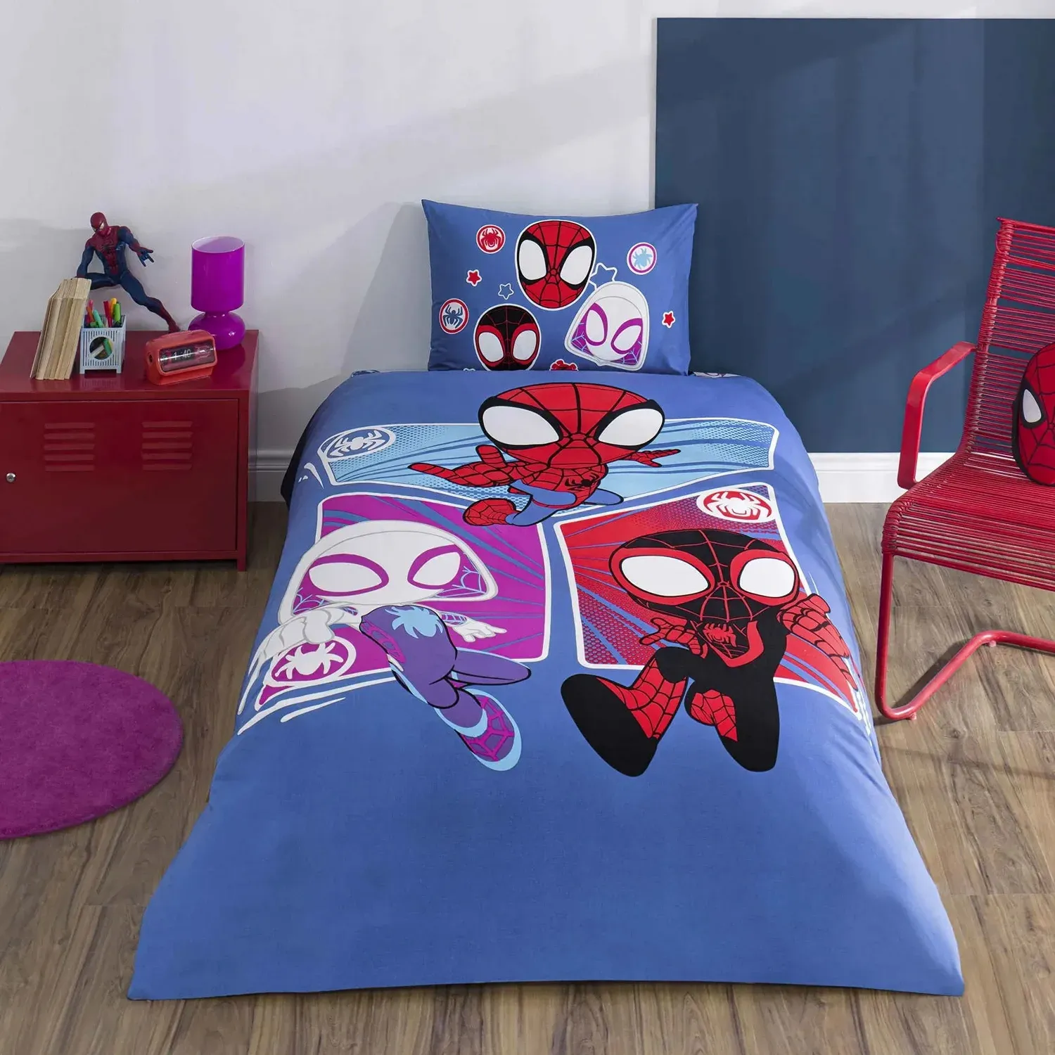 Постільна білизна TAC Disney Spidey Adventure, Односпальний, 160х220 см, 50х70см (1шт), 100х200 см (на резинці)