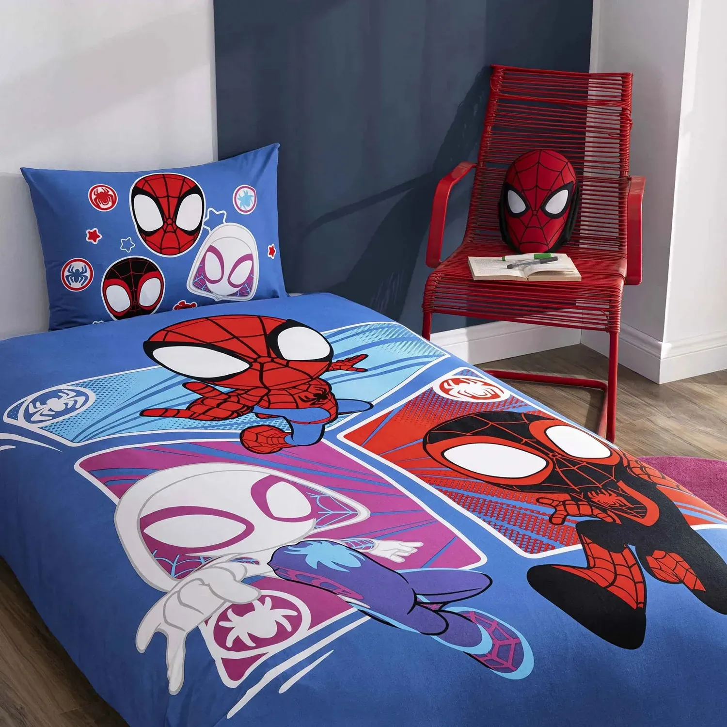 Постільна білизна TAC Disney Spidey Adventure, Односпальний, 160х220 см, 50х70см (1шт), 100х200 см (на резинці)
